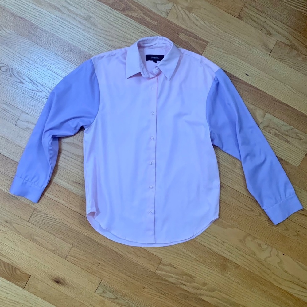 Two-color button down oversized shirt